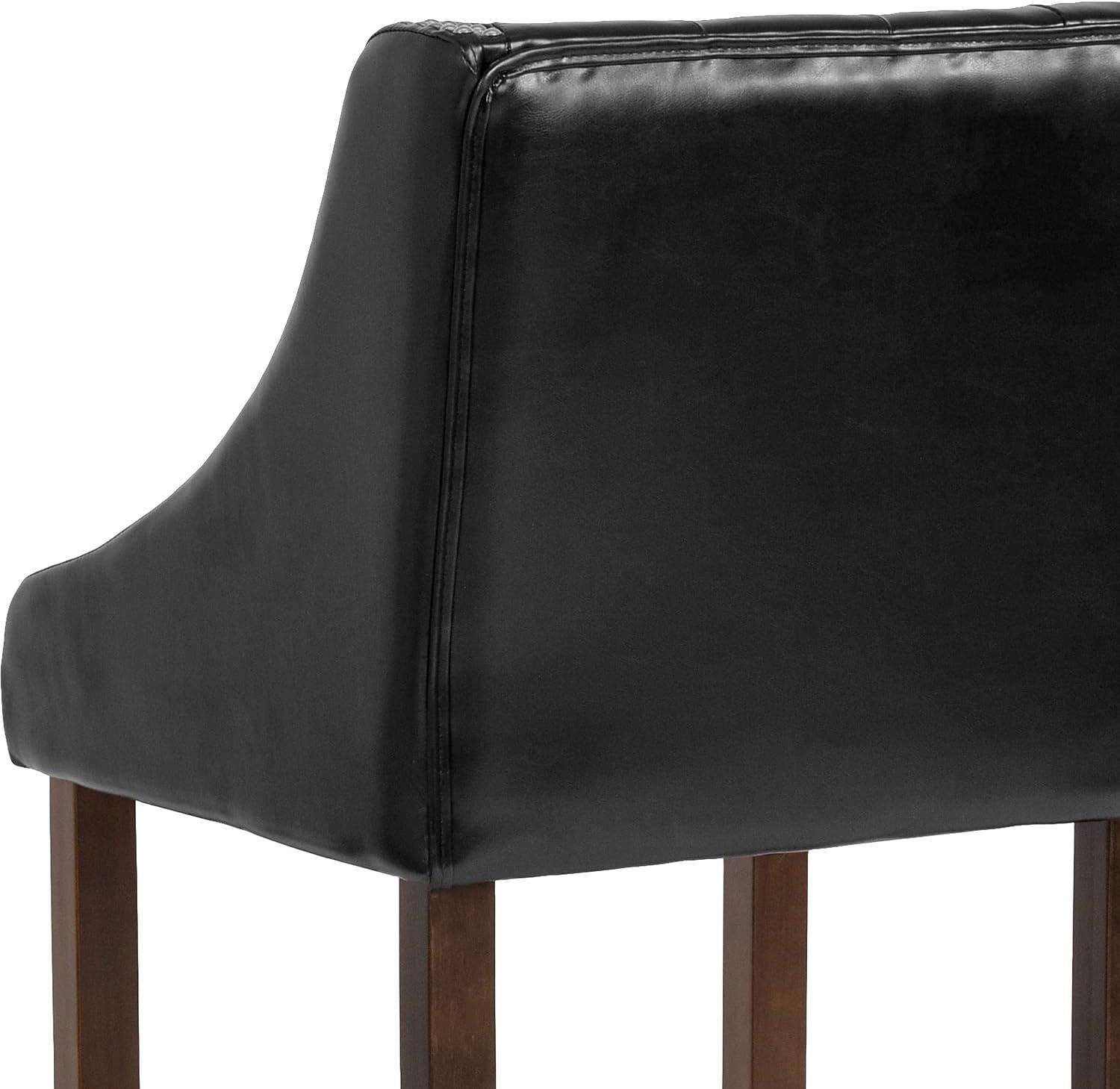 Flash Furniture Carmel Series 30" High Transitional Tufted Walnut Barstool with Accent Nail Trim