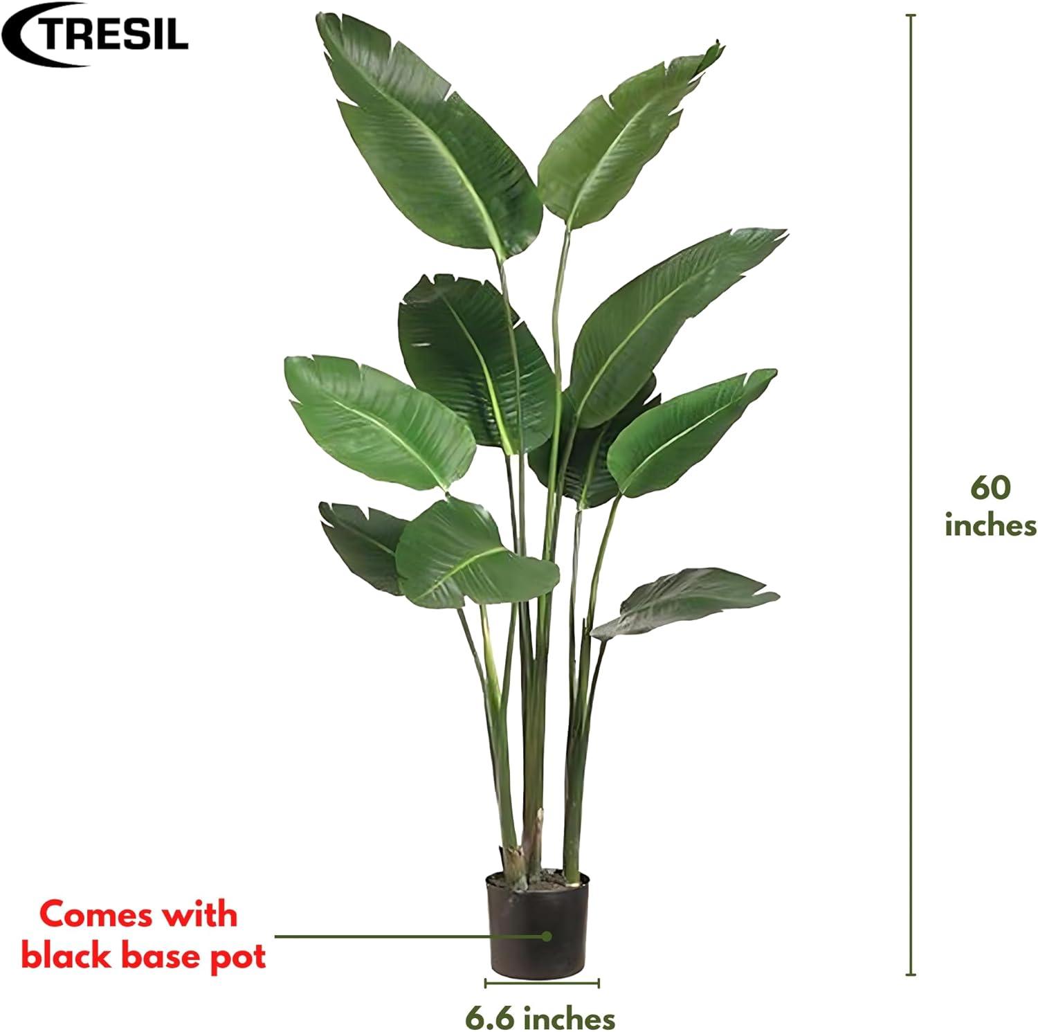 Bagari One 5 Foot Artificial Silk Bird of Paradise Palm Tree Potted Plant