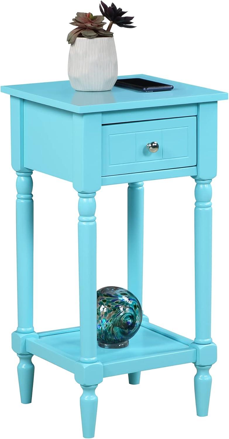 Convenience Concepts French Country Khloe 1 Drawer Accent Table with Shelf, Sky Blue