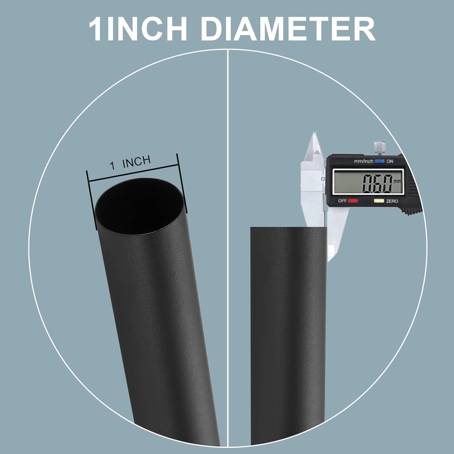 Exclusive Home 36"-72" Topper Double Curtain Rod - Matte Black: Adjustable Iron Set, 25 lb Capacity, Flat Cap Finial