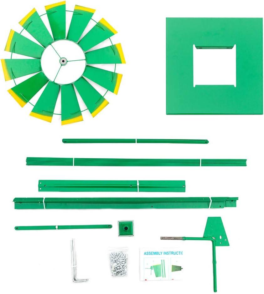 Outdoor Weather Resistant Yard Garden Windmill 8FT Green