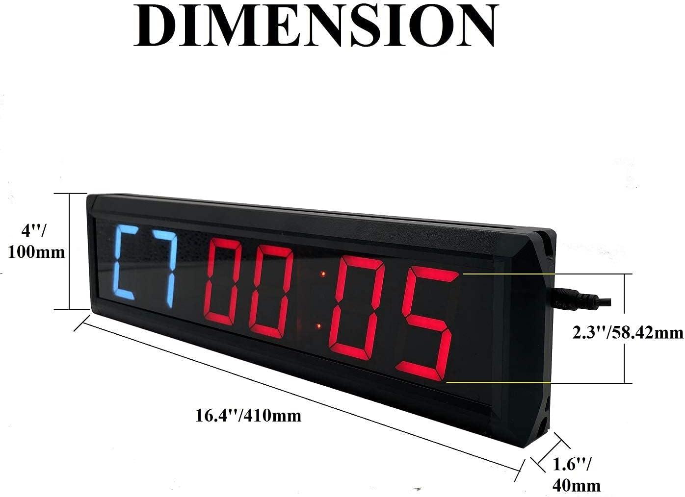 2.3-Inch Blue and Red LED Interval Timer Clock with Remote