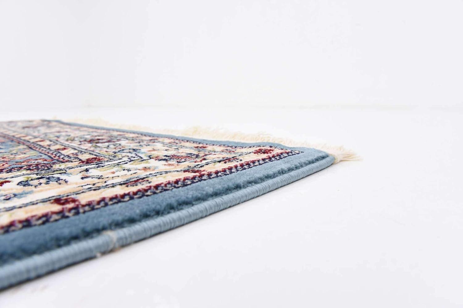 Blue Synthetic Stain-Resistant Persian Runner Rug