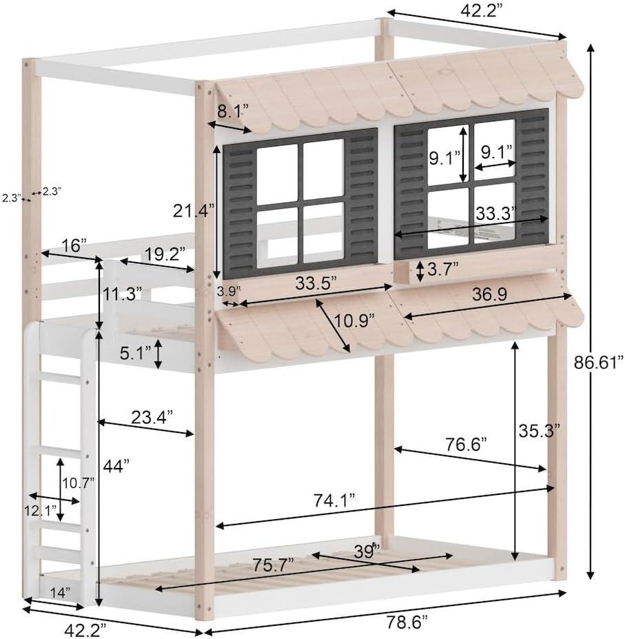 Child Craft Play House Twin Over Twin Standard Bunk Bed