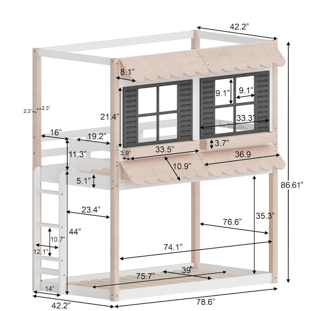 Child Craft Play House Twin Over Twin Standard Bunk Bed