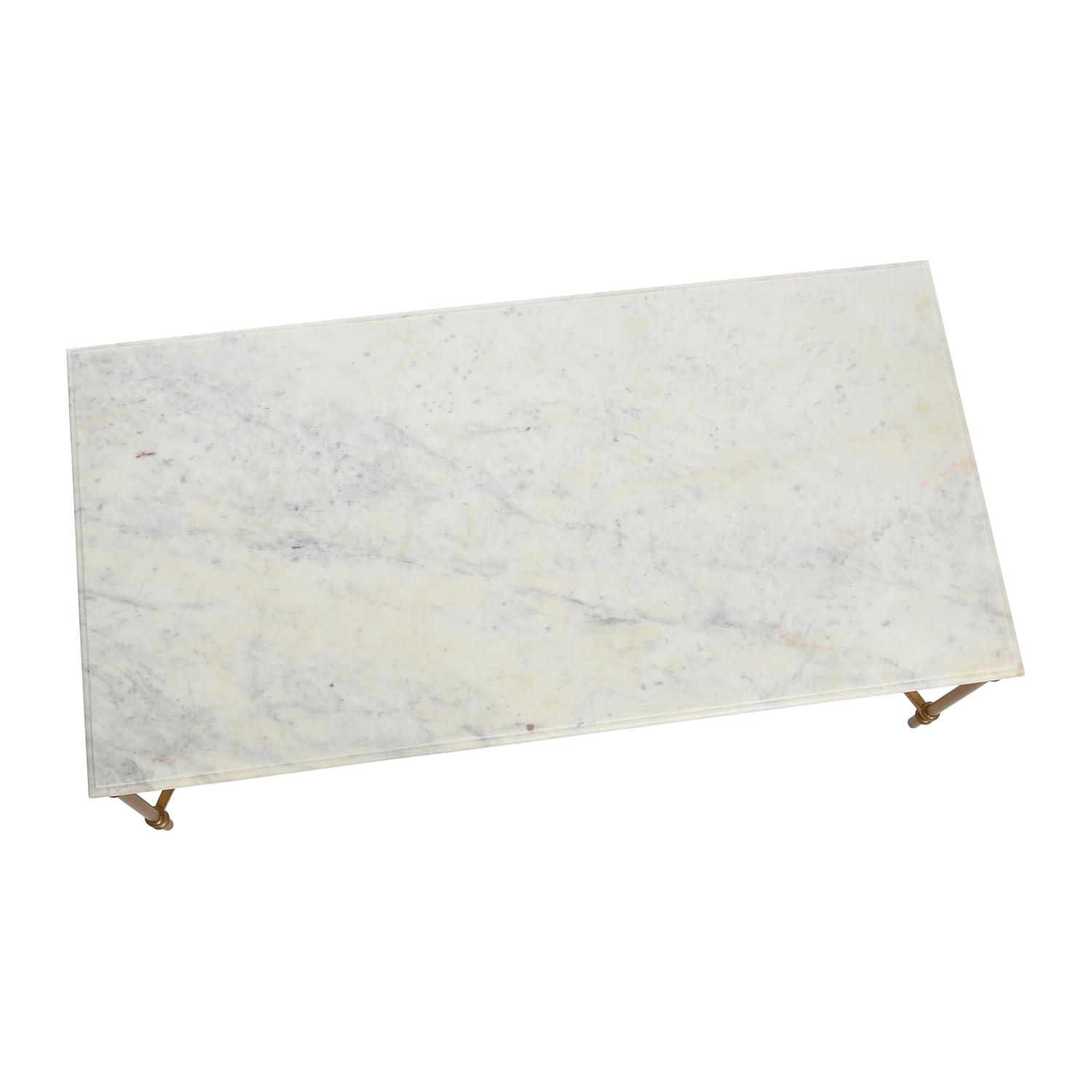 Creative Co-Op Libertine Genuine Marble and Metal Coffee Table, Gold Finish