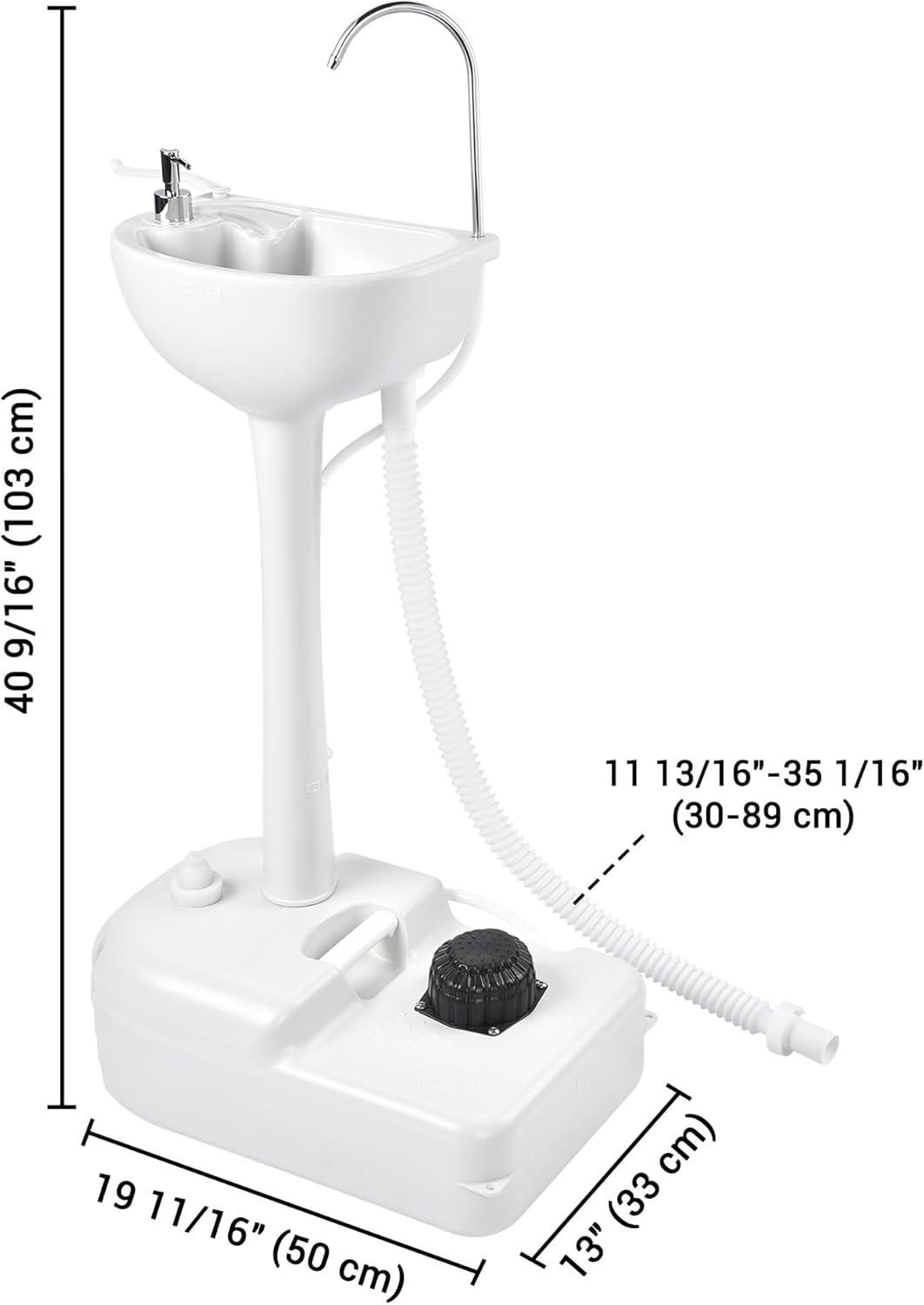 White Portable Camping Sink with Water Tank