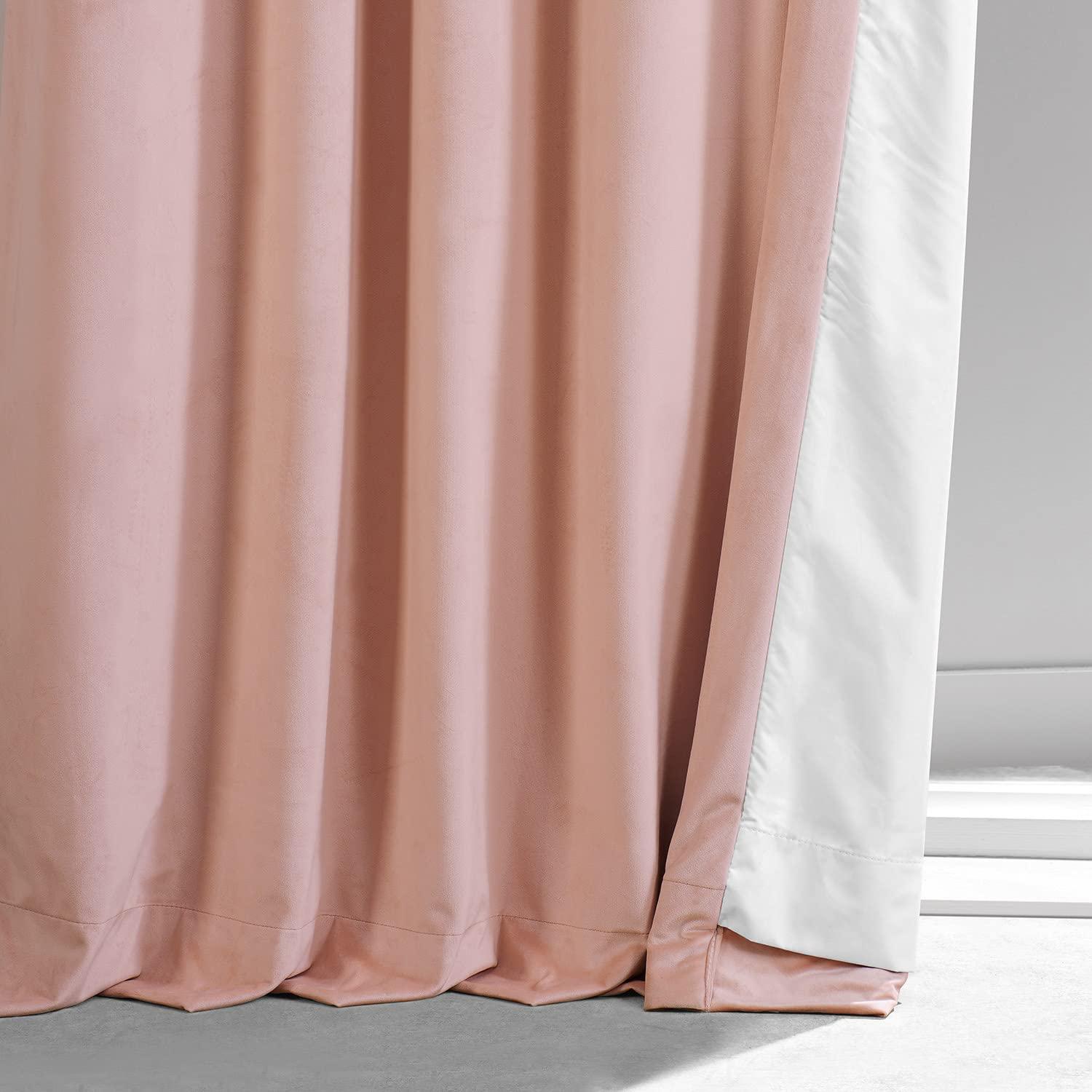 Apricot Blossom Velvet Blackout Curtain Panel, 50" x 108"