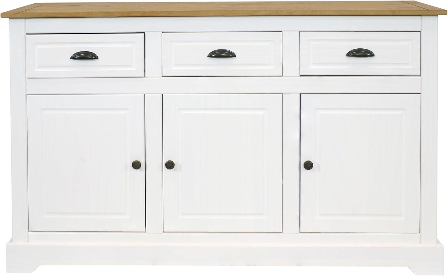 Sunnydaze Sideboard with 3 Drawers and 3 Doors - Solid Pine Construction - Dark Brown- 32"