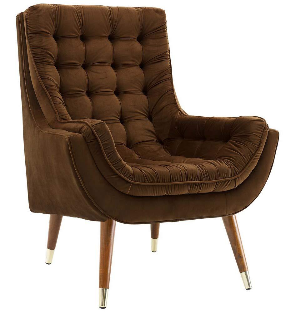 Modway Suggest Tufted Performance Velvet Lounge Chair in Brown
