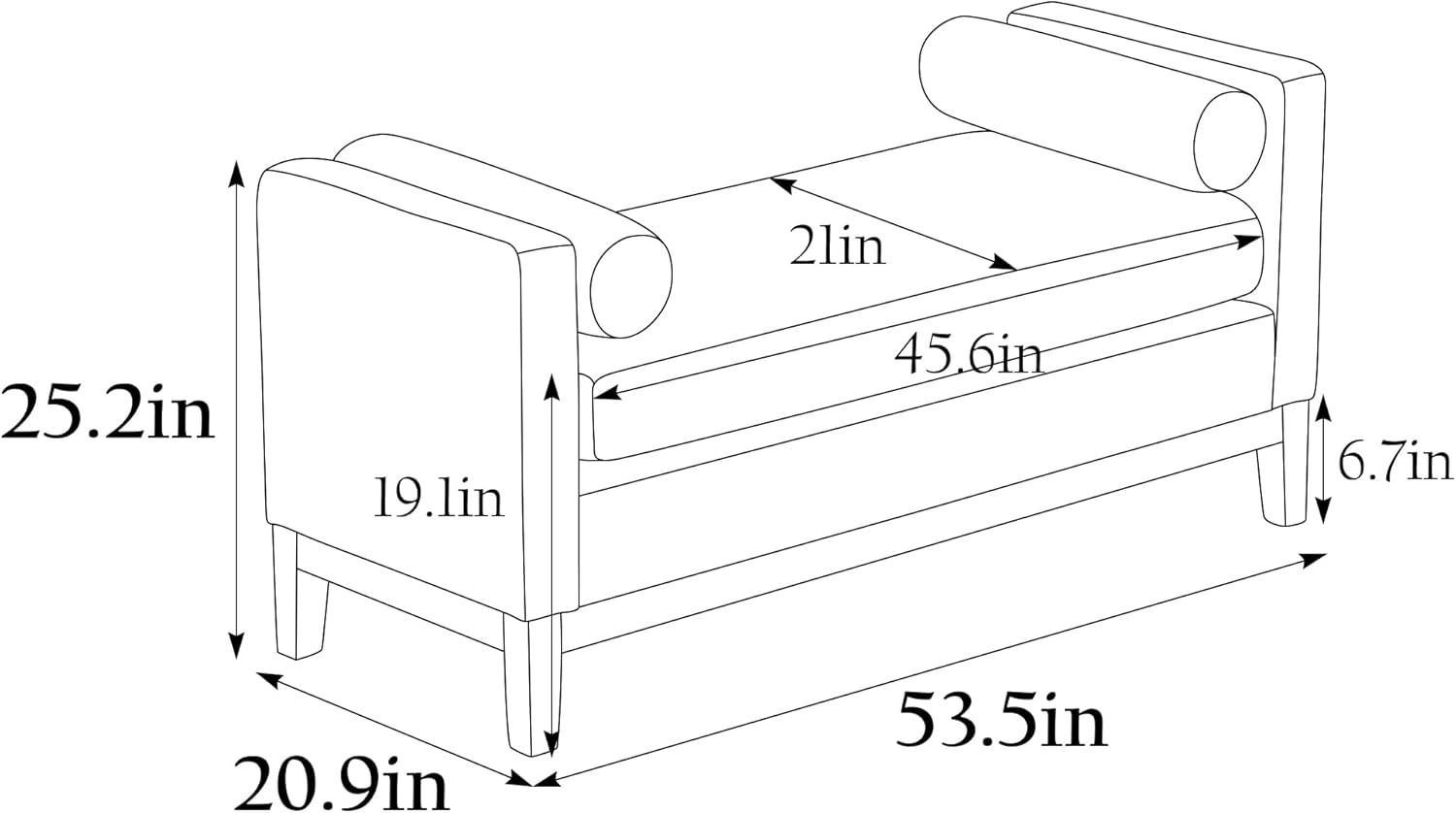 LUMISOL Upholstered Bench for Bedroom, 53.5\, image size:1500x838