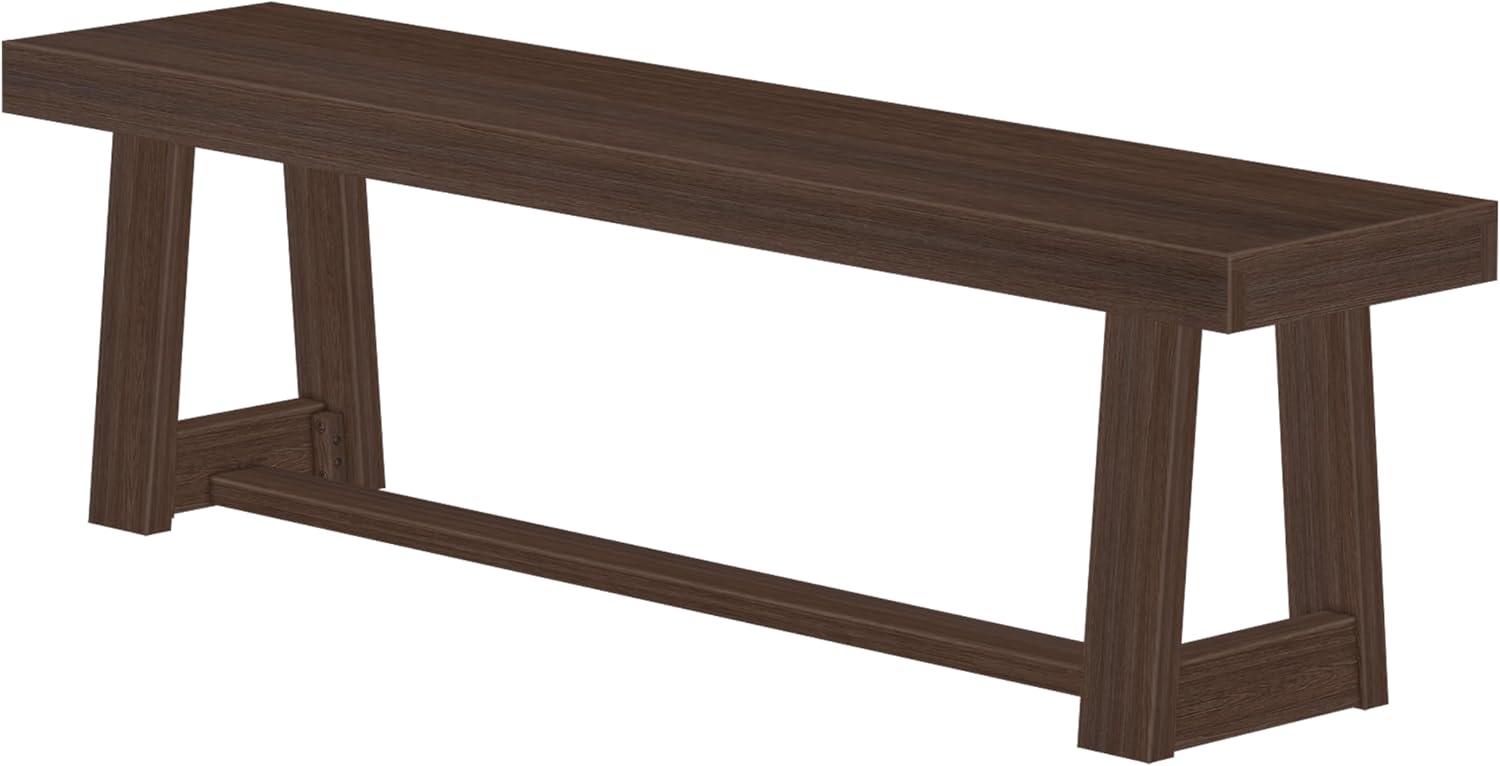 Plank+Beam Farmhouse Dining Bench, Solid Wood Bench for Dining Table/Kitchen, 60", Walnut Wirebrush