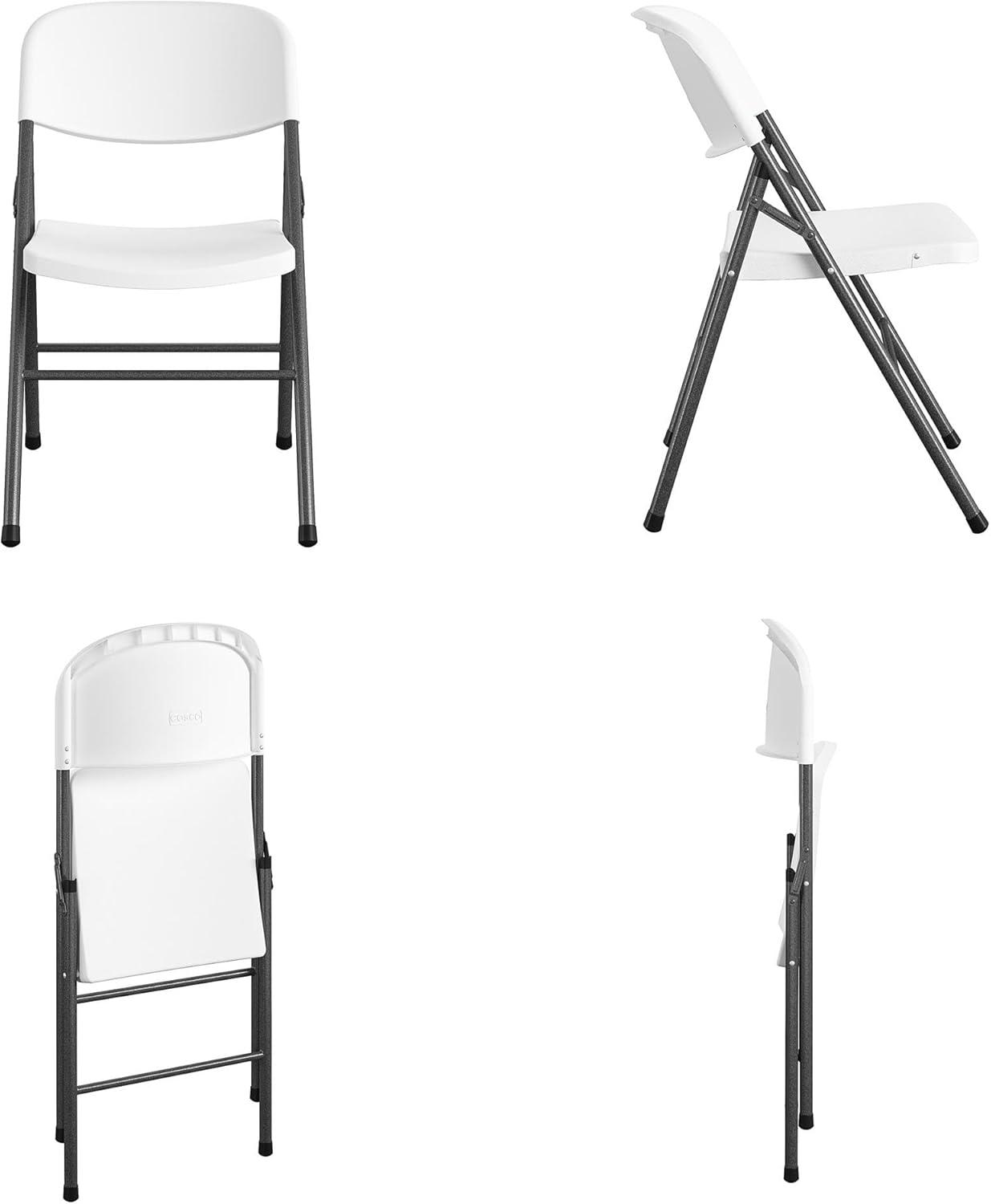 COSCO Commerical Plastic Folding Chairs, 4-Pack, White Speckle