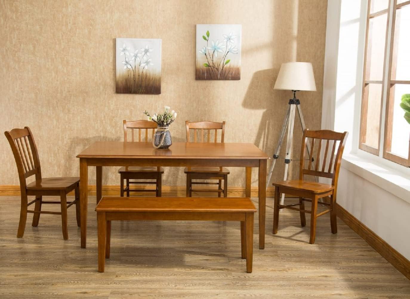 Boraam Shaker 18in Dining Height Backless Wood Dining Bench, Walnut Finish