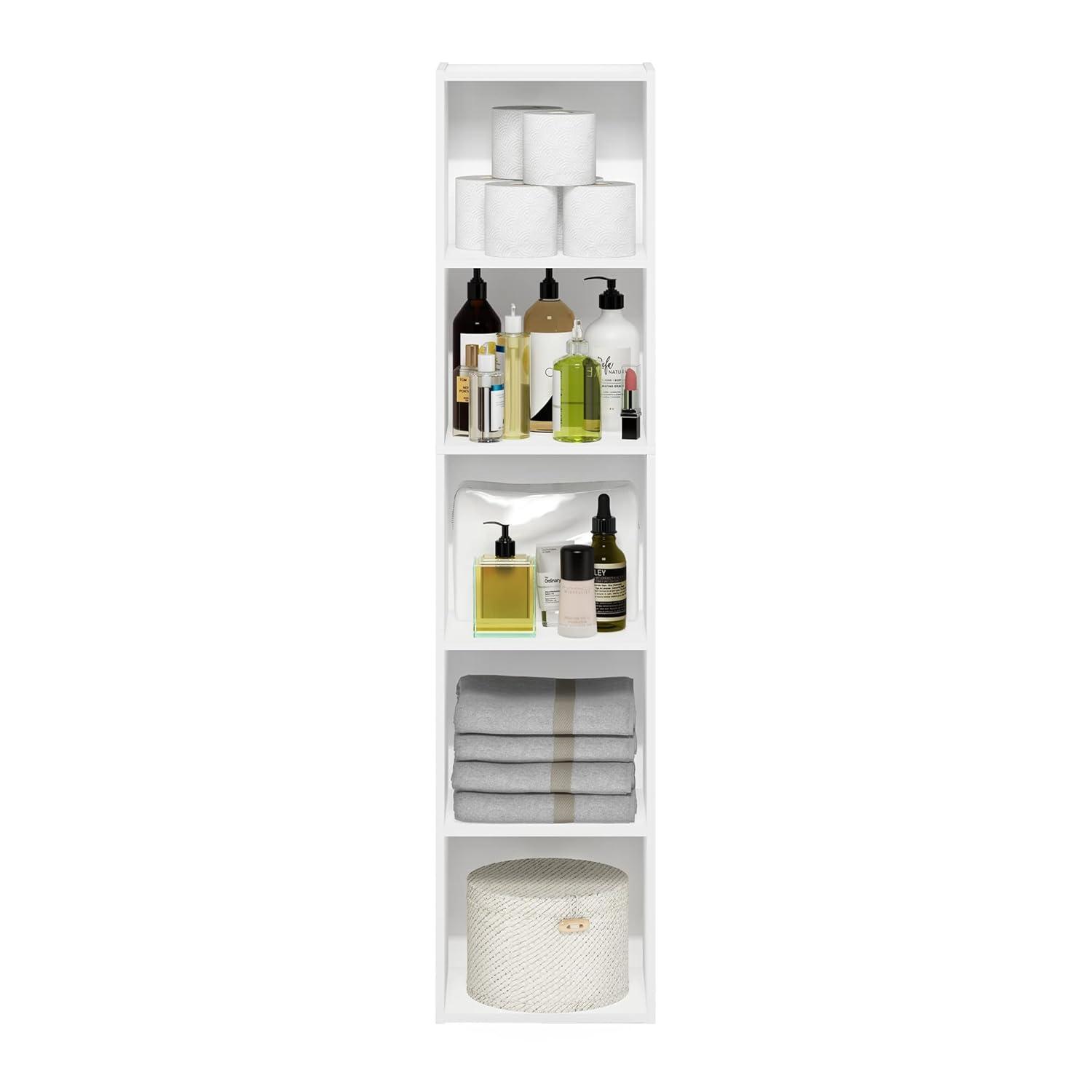 Furinno Pasir 5-Tier Open Shelf Bookcase, White