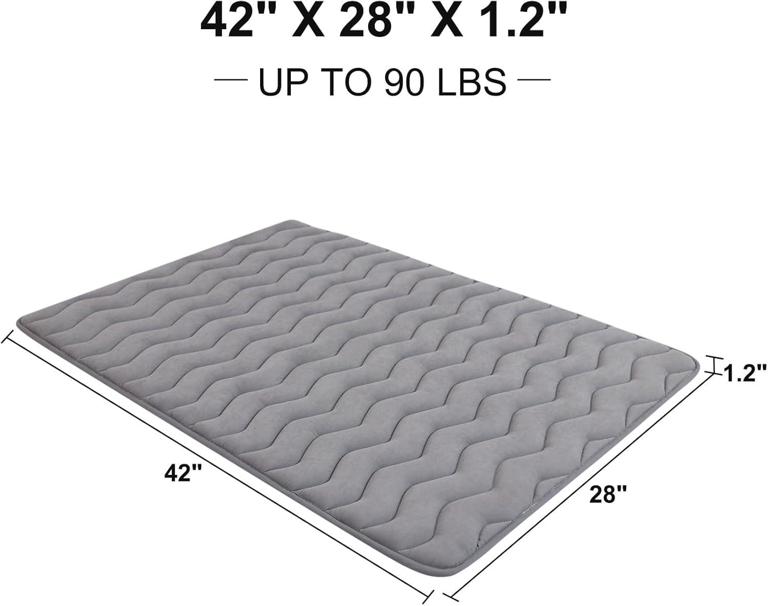 Paw Inspired Washable Padded 42" Crate Mats for Dogs | 41" x 28" Size, Fits 42-inch Kennels | Anti-Slip, Leakproof, Waterproof, Reusable Plush Pet Pads (Gray)