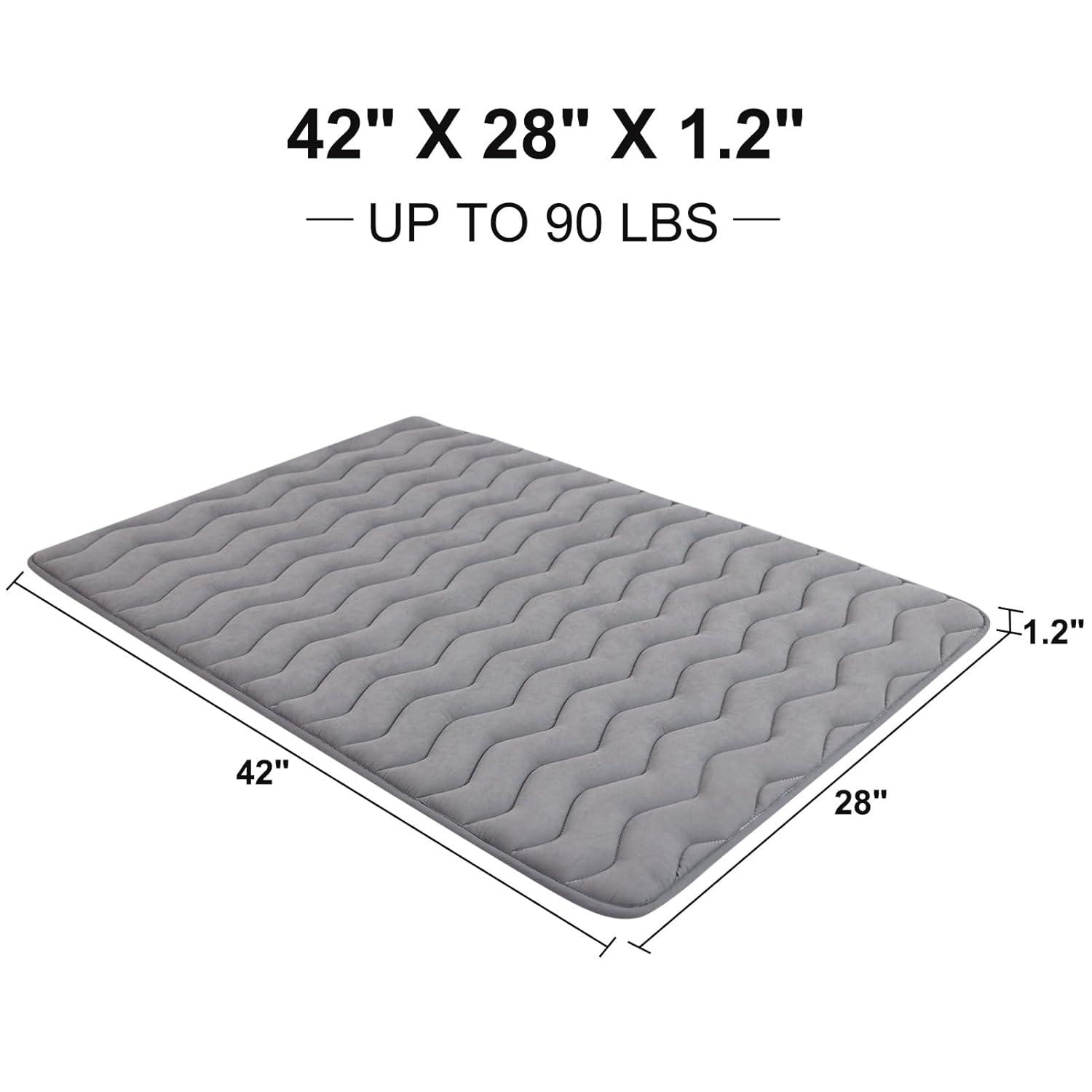 Paw Inspired Washable Padded 42" Crate Mats for Dogs | 41" x 28" Size, Fits 42-inch Kennels | Anti-Slip, Leakproof, Waterproof, Reusable Plush Pet Pads (Gray)