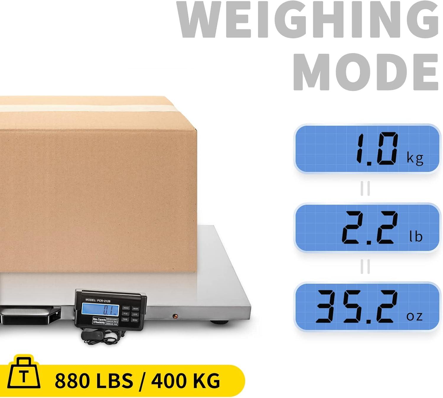 VEVOR 880Lbs x 0.2Lbs Livestock Scale Shipping Scales Large Platform 40.6x20.9Inch Stainless Steel Vet Scale Industrial Floor Scale Large Animal Dog Pig Scale Goat Weight Scale Pet Digital Scale