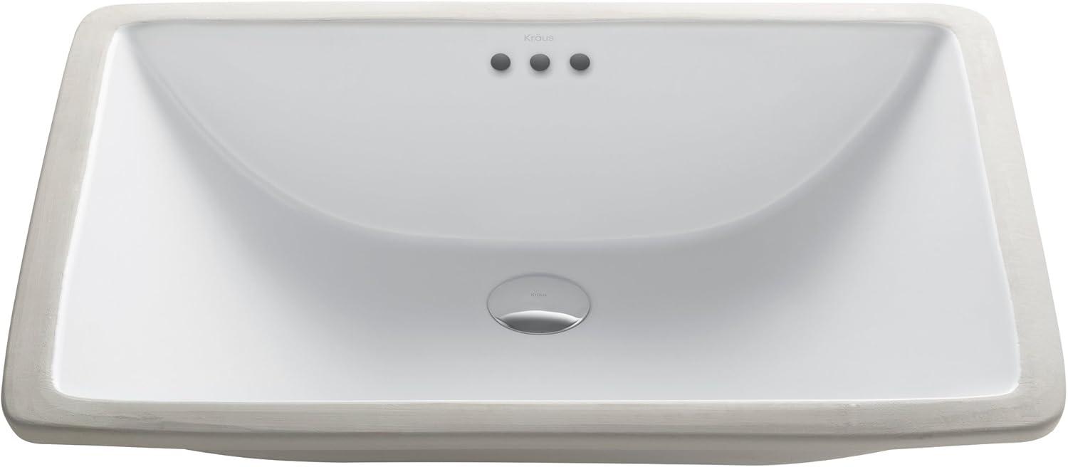 Elavo White Ceramic Rectangular Undermount Bathroom Sink