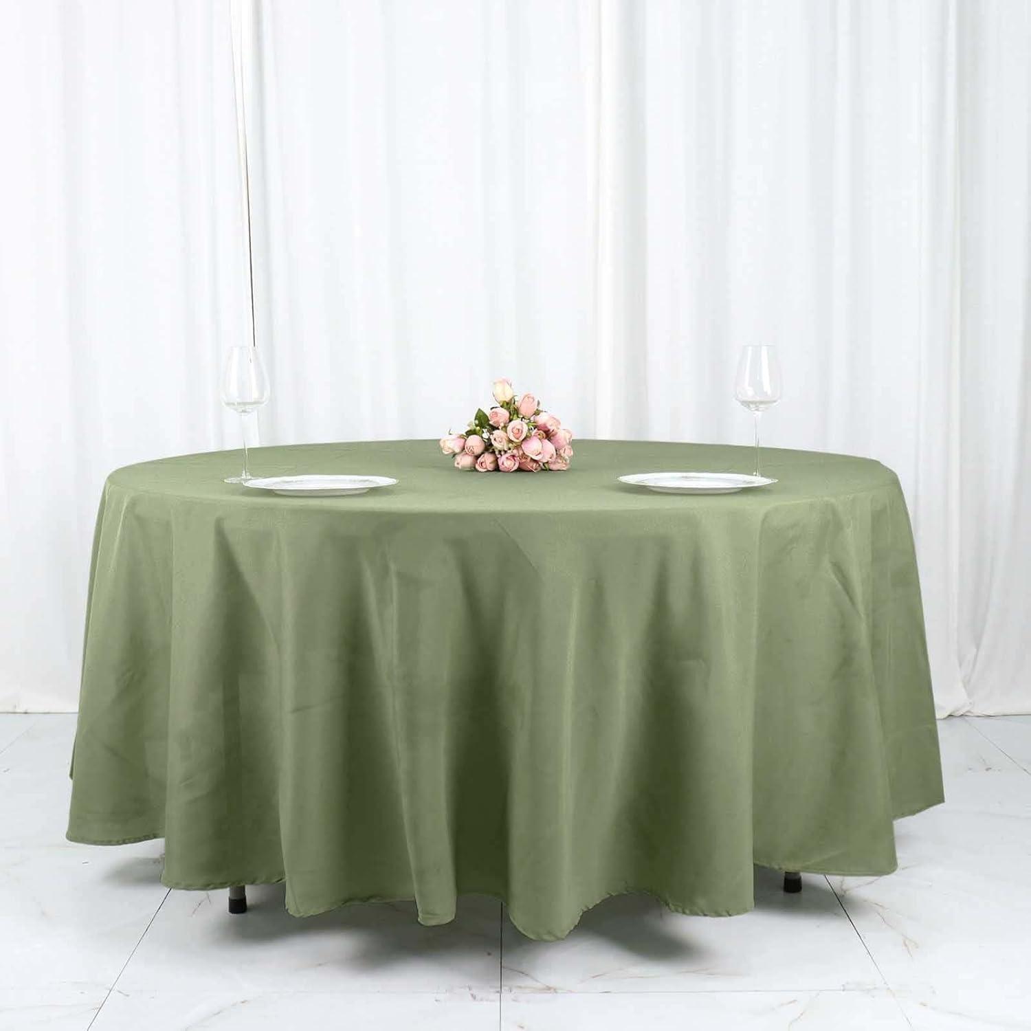 BalsaCircle 108" Round Polyester Tablecloth Wedding Table Linens Eucalyptus Green