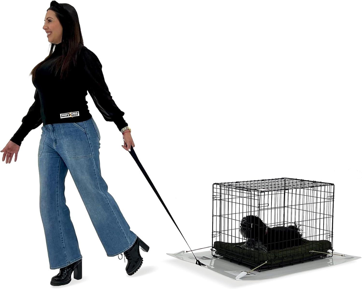 KrateMovr, BIG PLASTIC MAT that's placed under crates for cats & dogs and fish tanks, helps easily move pets