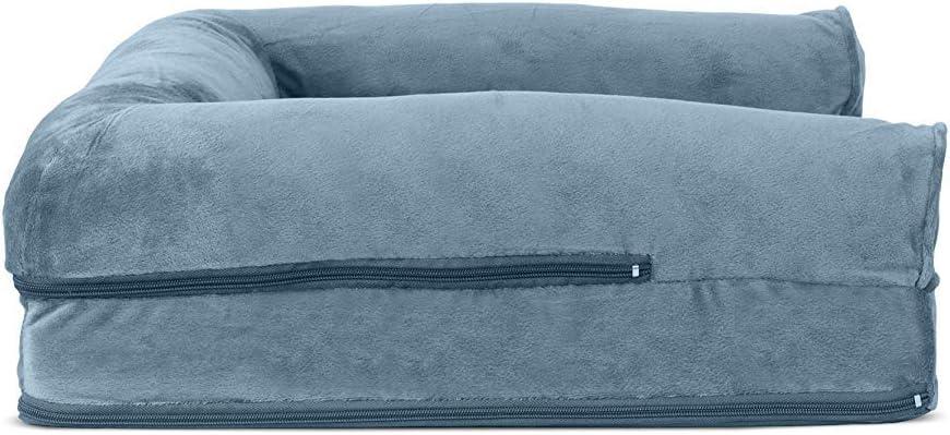 FurHaven Pet Products Faux Fur & Velvet Orthopedic Sofa Pet Bed for Dogs & Cats - Harbor Blue, Medium
