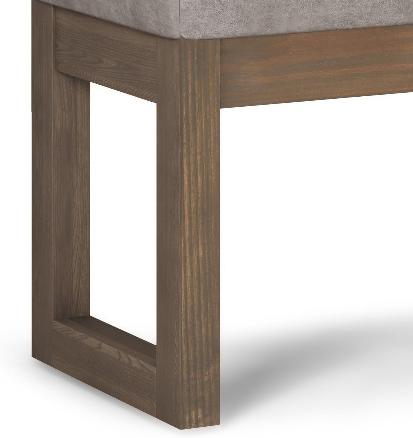 Pemberly Row 26" Faux Air Leather Ottoman Bench in Distressed Gray Taupe