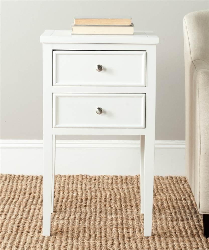 Toby Accent Table with Storage Drawers - White - Safavieh.