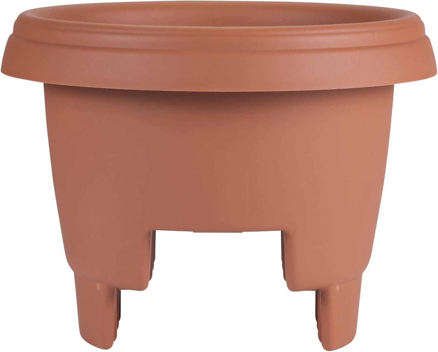 Terra Cotta Resin 12" Round Deck Rail Planter