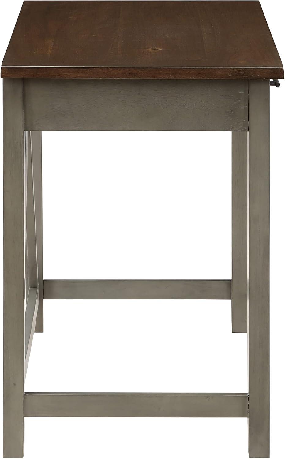 Milford Rustic Writing Desk w/ Drawers in Slate Gray Engineered Wood