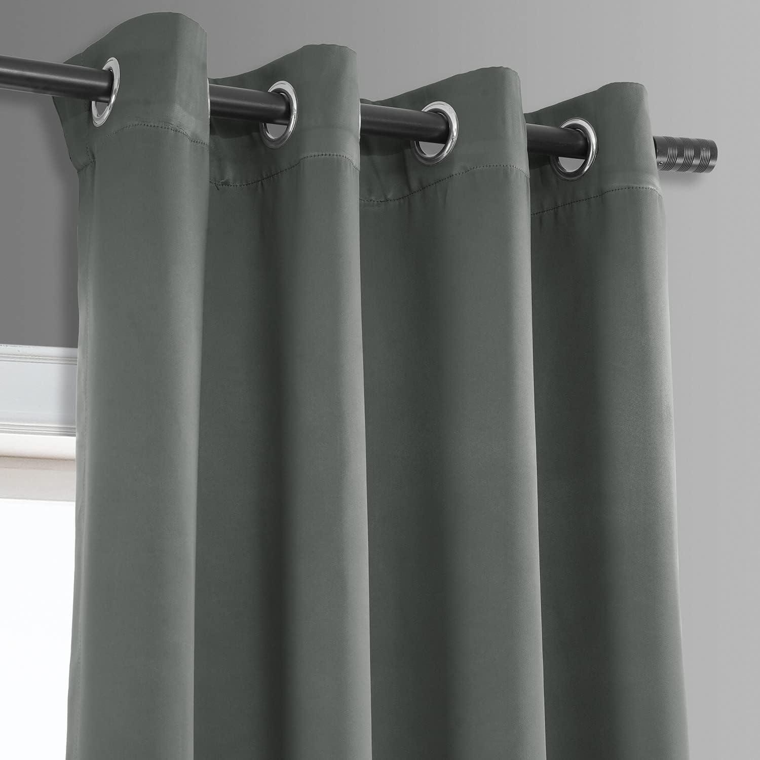 Neutral Grey Grommet Blackout Room Darkening Curtain (1 Panel), Neutral Grey, 50W X 63L