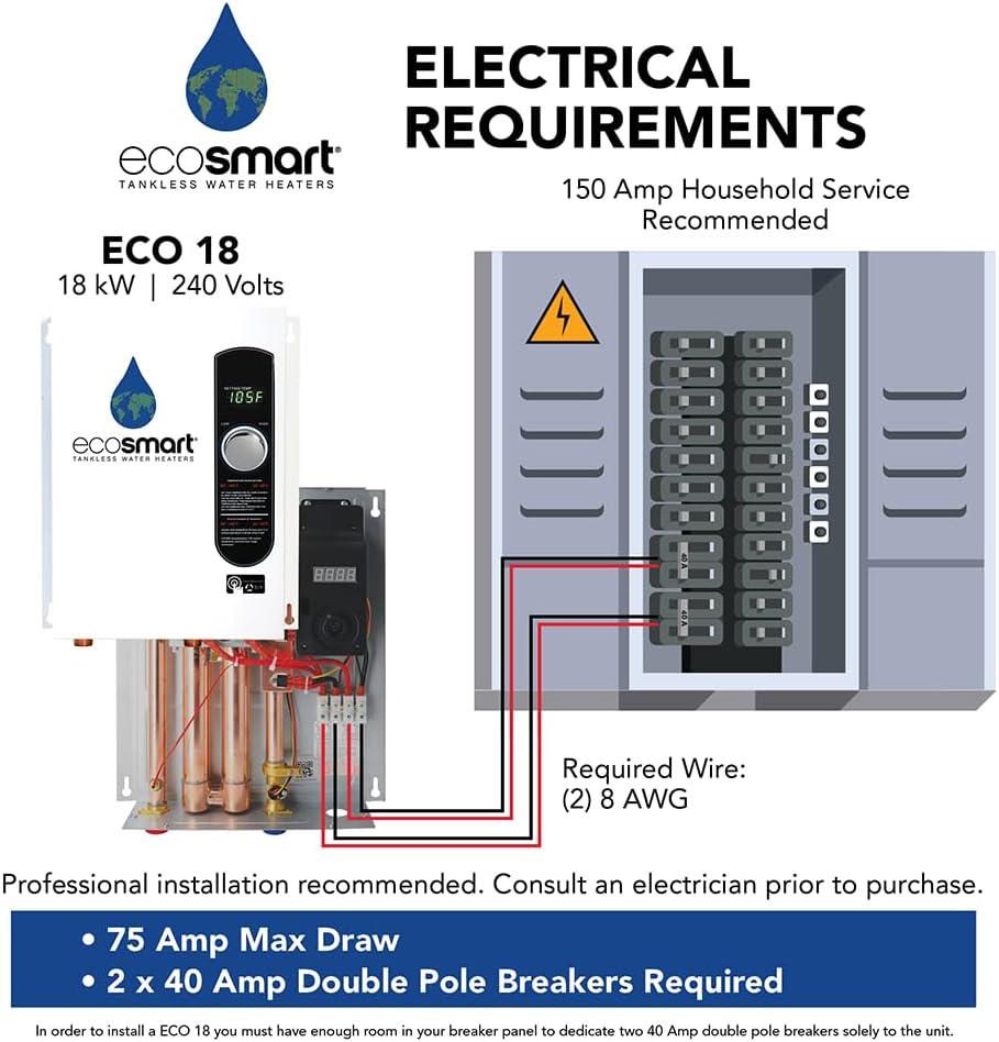 EcoSmart Electric Tankless Water Heater 18 kW