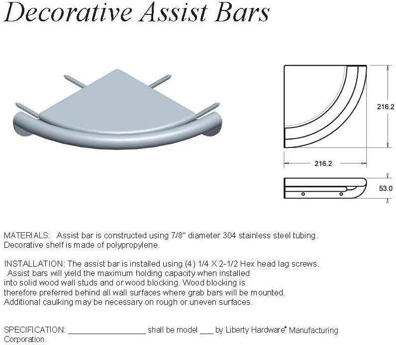 Delta Polished Chrome 8.5" Corner Shelf with Integrated Assist Bar