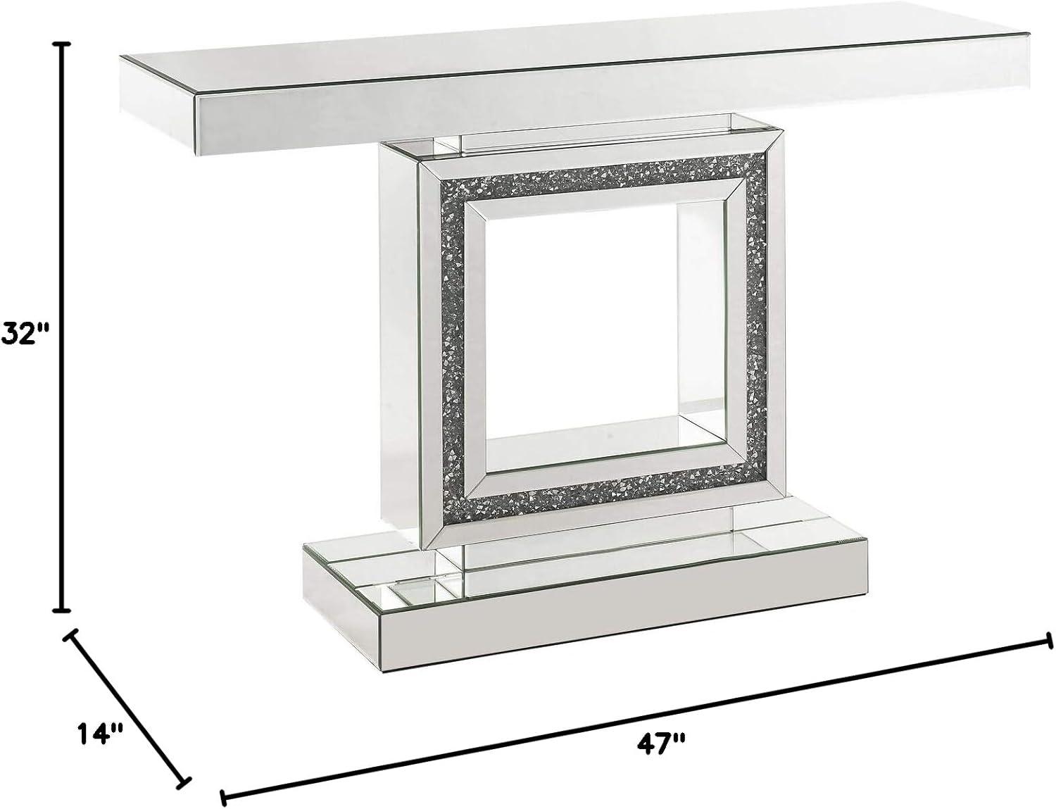 Noralie Mirrored Console Table with Faux Diamonds