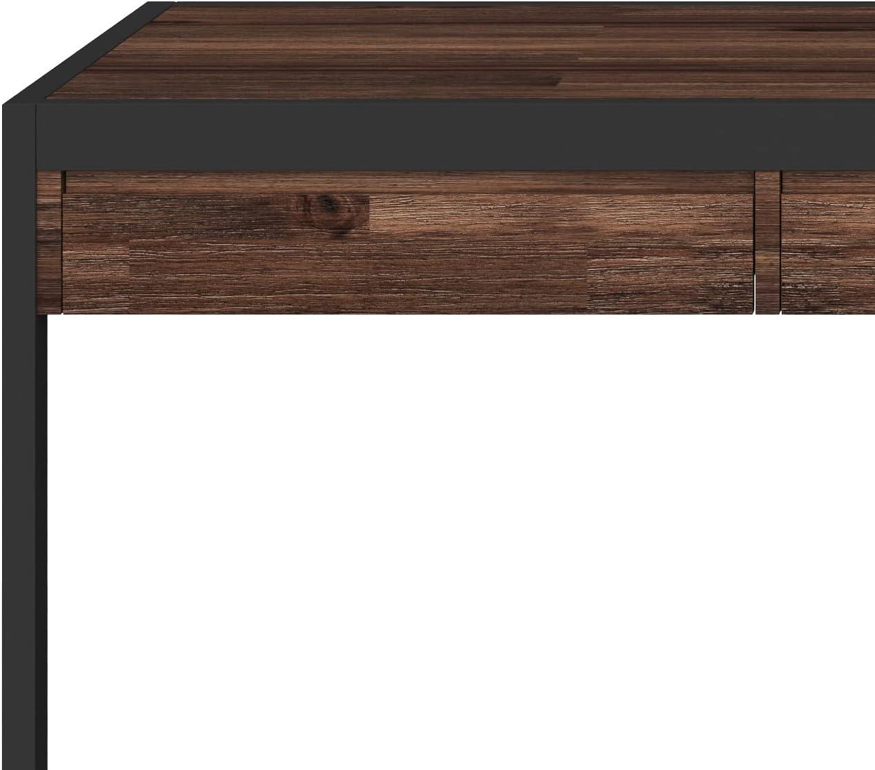 Simpli Home Erina 48"W Solid Acacia Wood Small Desk, Industrial Style with Keyboard Tray and 2 Drawers