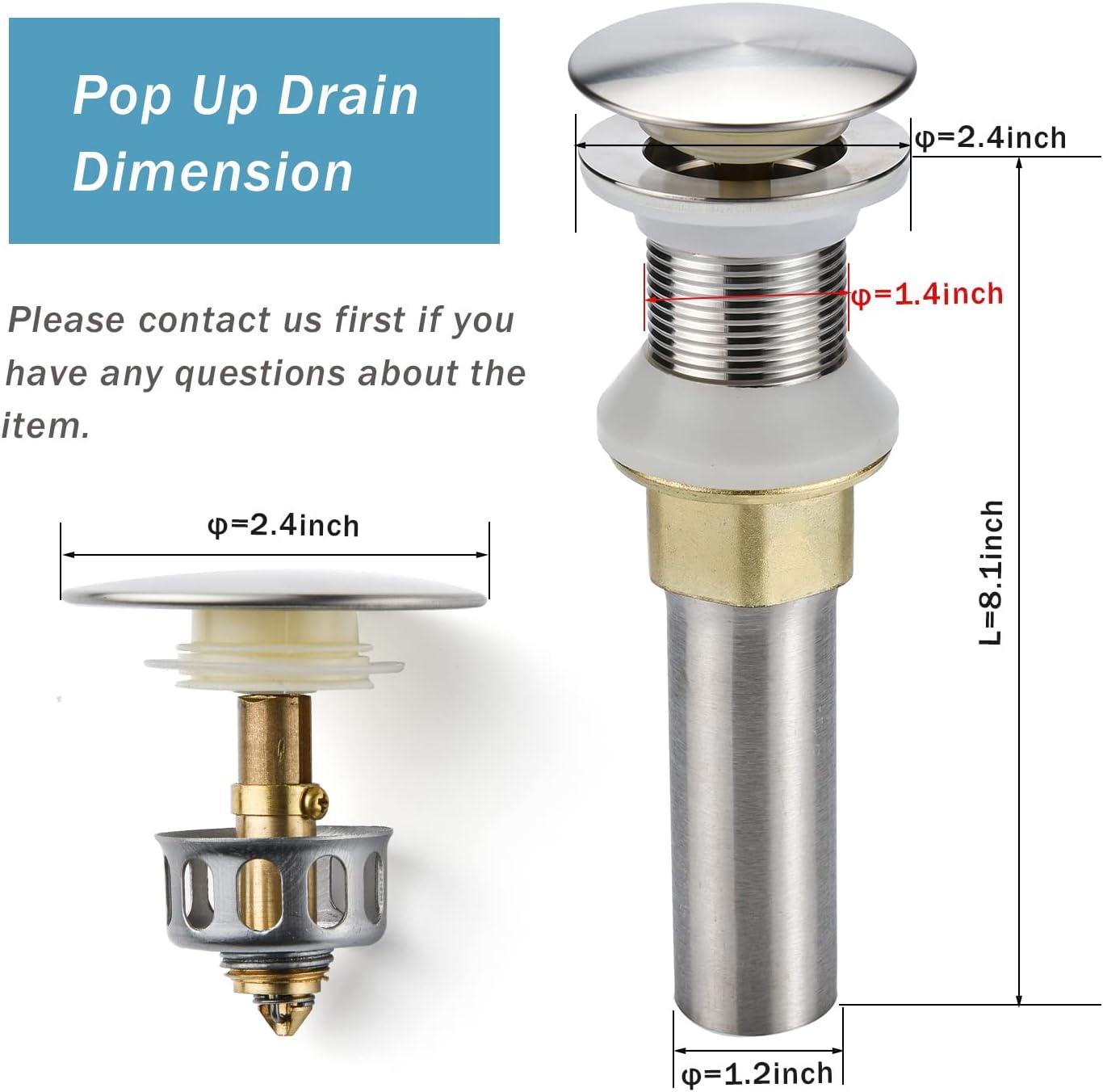 Brushed Nickel Stainless Steel Pop Up Drain with Strainer