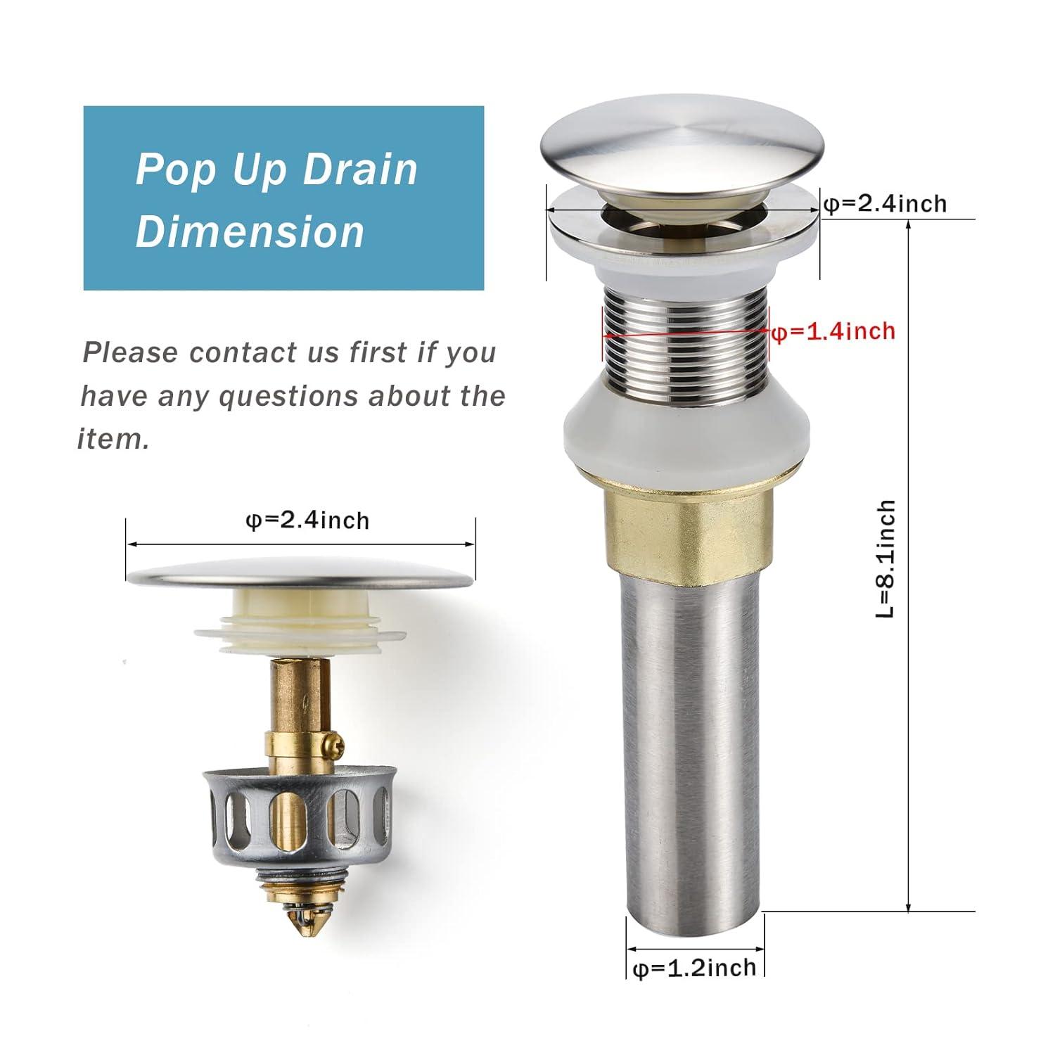 Bathroom Sink Drain,Drain Stopper Bathroom Sink Without Overflow,Pop Up Drain Assembly with Detachable Strainer Basket,Built-in Anti-Clogging Strainer,Stainless Steel Brushed Nickel