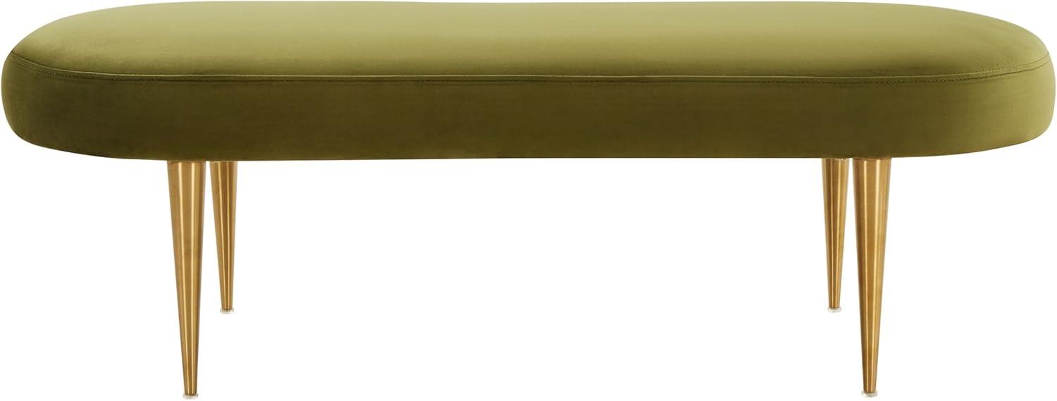 SAFAVIEH Couture Corinne Oval Solid Velvet Contemporary Bench, Olive Green