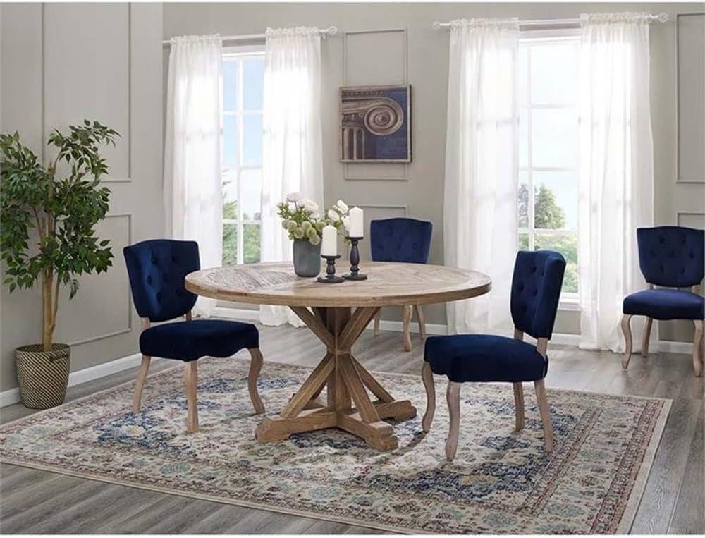 Modway Stitch 59" Round Pine Wood Dining Table in Brown