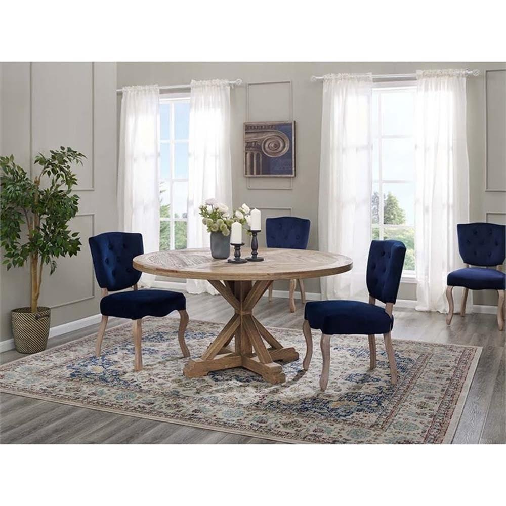 Modway Stitch 59" Round Pine Wood Dining Table in Brown