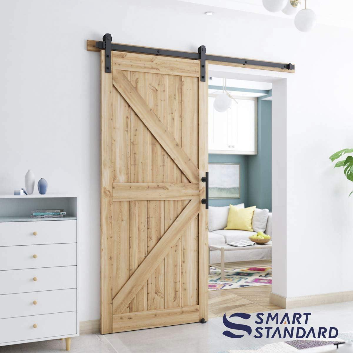 MARLIN MANUFACTURING COMPANY, INCORPORATED 6FT Sliding Barn Door Hardware Kit For Single Wood Door, Smoothly And Quietly, Easy To Install Fit 35" Wide And 1.18"-1.96" Thickness Door Panel, Includes Installation Instruction