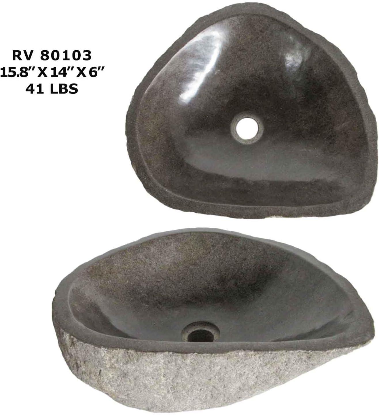 B.o.i 18'' Gray Stone Oval Bathroom Sink