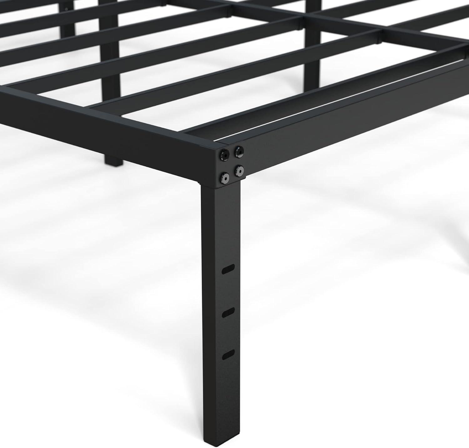 VECELO 16 Inch Queen Metal Platform Bed Frame, Heavy Duty Metal Bed with Under-bed Storage, No Box Spring Needed, Black