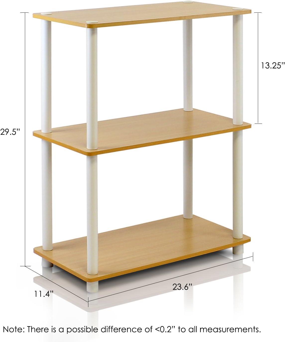 Furinno Turn-N-Tube Wood 3-Tier Compact Shelf Display Rack in Beech/Natural