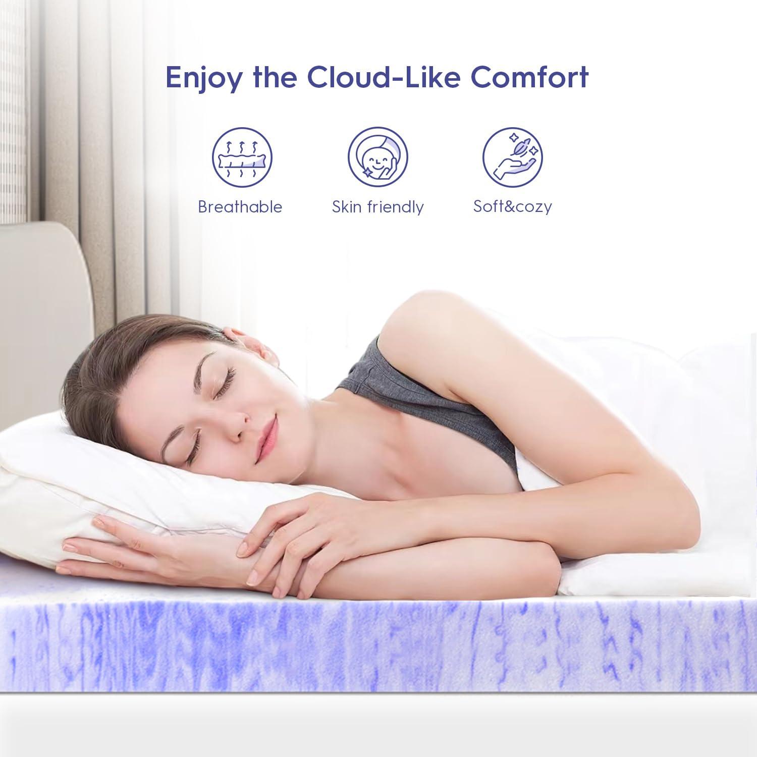Queen Size Cooling Gel Memory Foam Mattress Topper