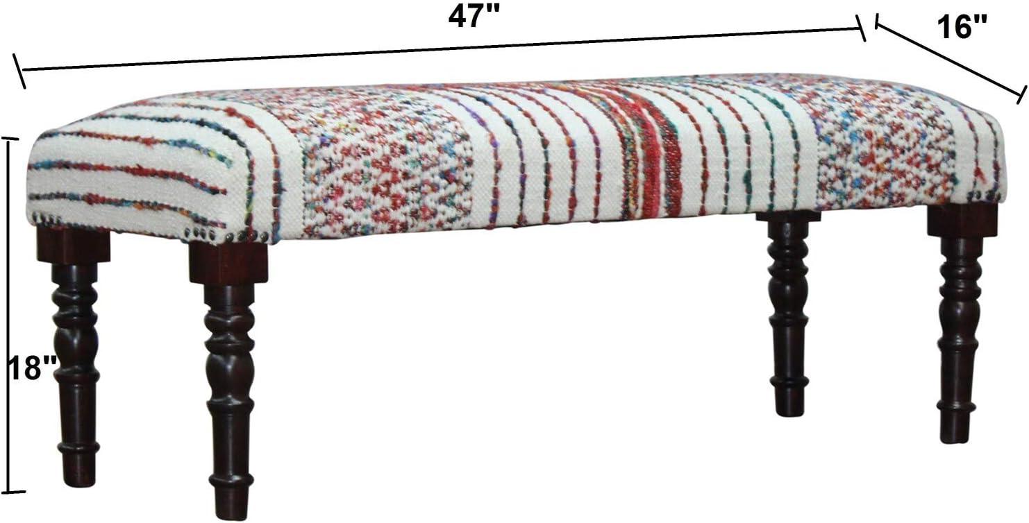 Colorful Chevron and Striped Chindi Bench with Storage