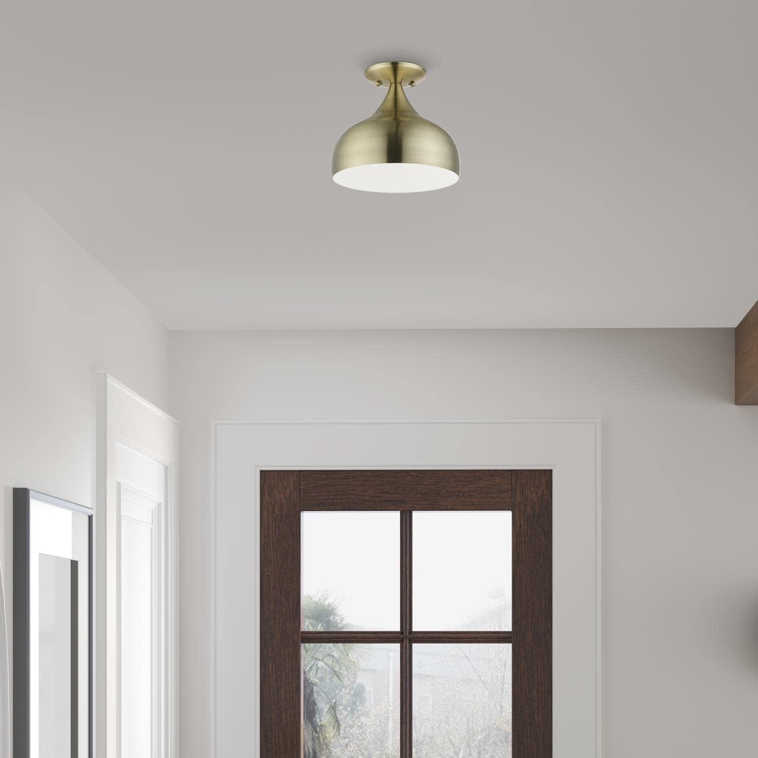 Livex Lighting Amador 1 - Light Semi-Flush Mount in  Antique Brass