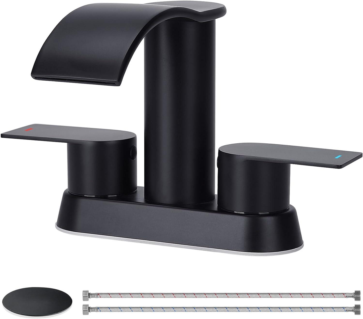 Matte Black Stainless Steel Double Handle Waterfall Faucet