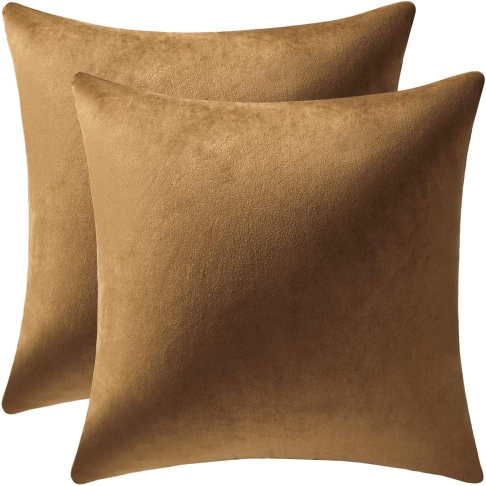 Golden Brown Velvet Euro Pillowcase Set