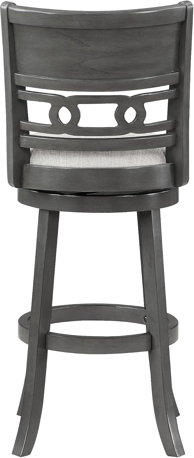 New Classic Furniture, Gia 29" Solid Wood Swivel Bar Stool with Fabric Seat in Gray, Gray